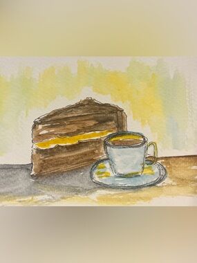 Original hand, painted chocolate cake, dessert, kitchen, wall decor